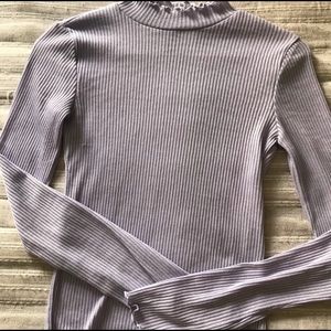lilac lettuce trim mock neck shirt by h&m